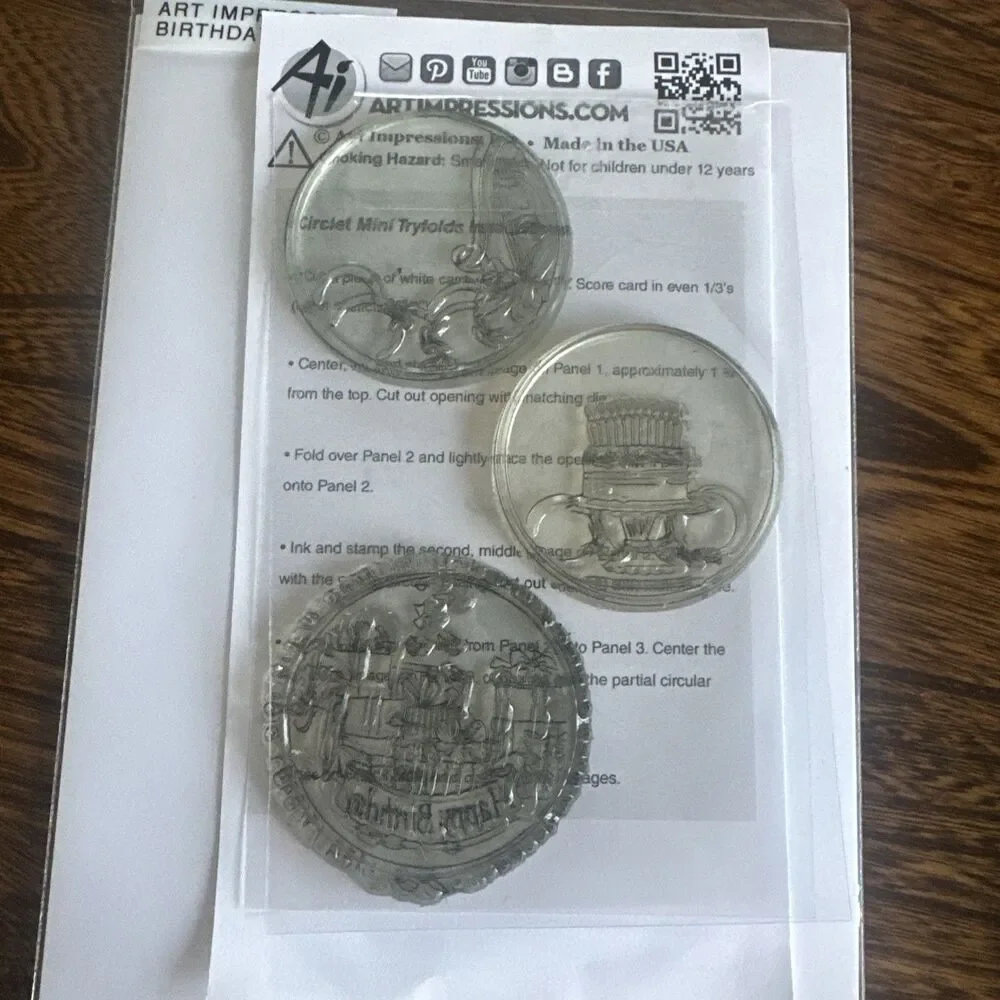Ai Art Impressions 4980 BIRTHDAY CIRCLET MINI TRYFOLDS Clear Stamps And Dies